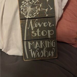 Never Stop Making Wishes Wooden Wall Sign - Gray